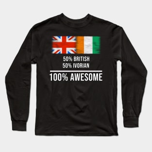 50% British 50% Ivorian 100% Awesome - Gift for Ivorian Heritage From Ivory Coast Long Sleeve T-Shirt